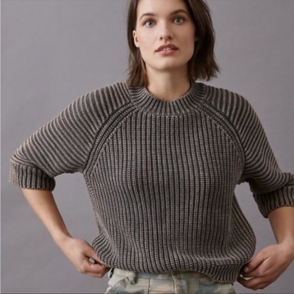 Anthropologie Gray Ribbed Sweater - Picture 1 of 7